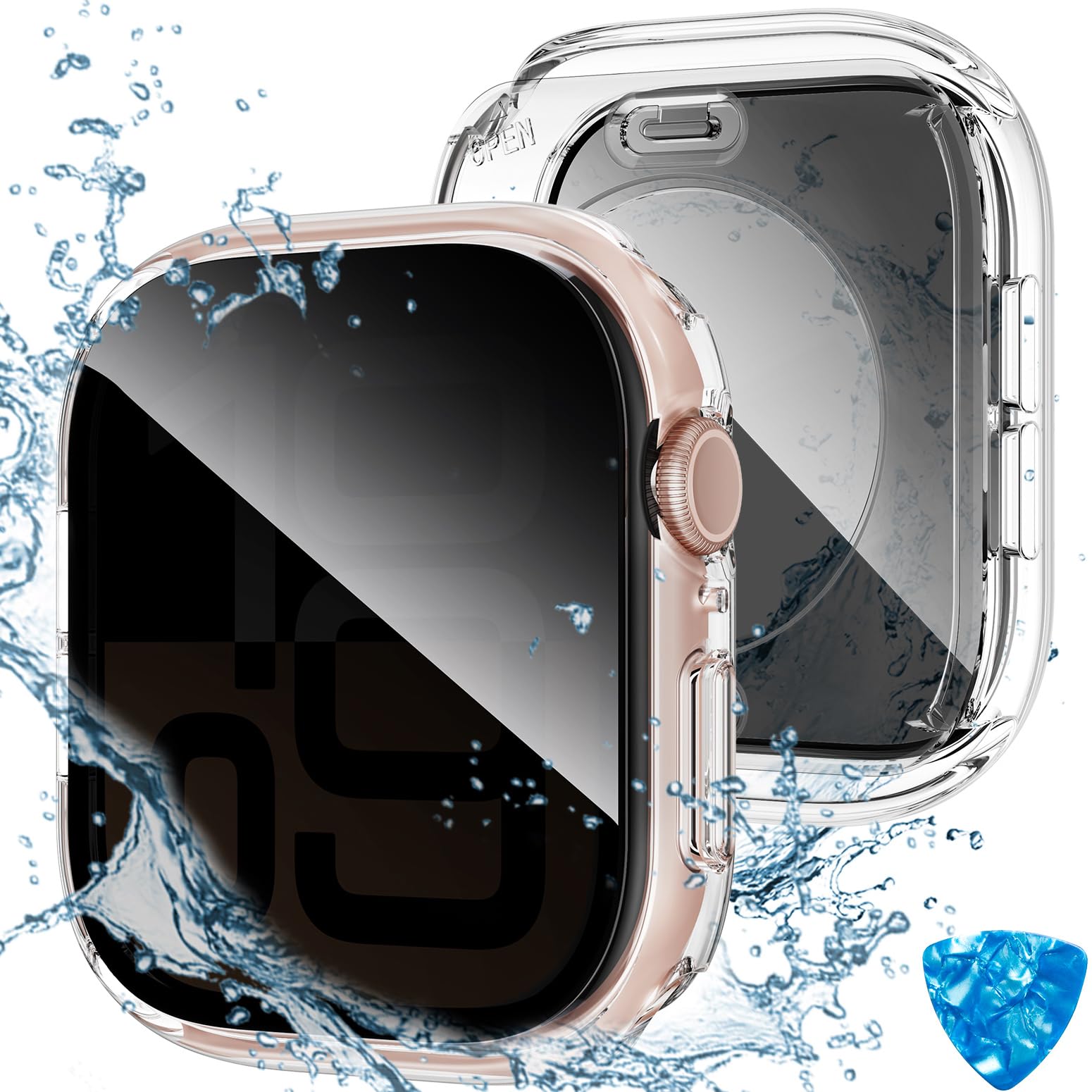 Tensea (2-in-1 for Apple Watch Screen Protector Case Series 11 10 SE 9 8 7 6 5 4, Waterproof Protective PC Face Cover Built-in Privacy Tempered Glass