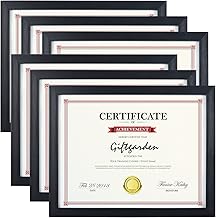 Giftgarden 8.5x11 Picture Frames, Diploma Certificate Document Frame Set for Wall or Tabletop Display, Black, 6 Pack