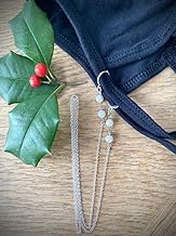 Roscoe Face Mask Pearl Chain Necklace, Face Mask Holder Strap, Detachable Necklace Chain, mask strap,Silver Mask Chain with Pearl accents, face mask strap, Stylish Sunglass Reading Eyeglass Cord Adjustable Eye Glasses Holder