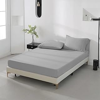 Ray Bedding & Linen Fitted Sheet Set 400 Thread Count 100% Egyptian Cotton 3-pc 25cm Deep Fitted Small Double Bedding Set with Pillow Cases 2 Pack, Soft & Breathable Bed Sheet Set