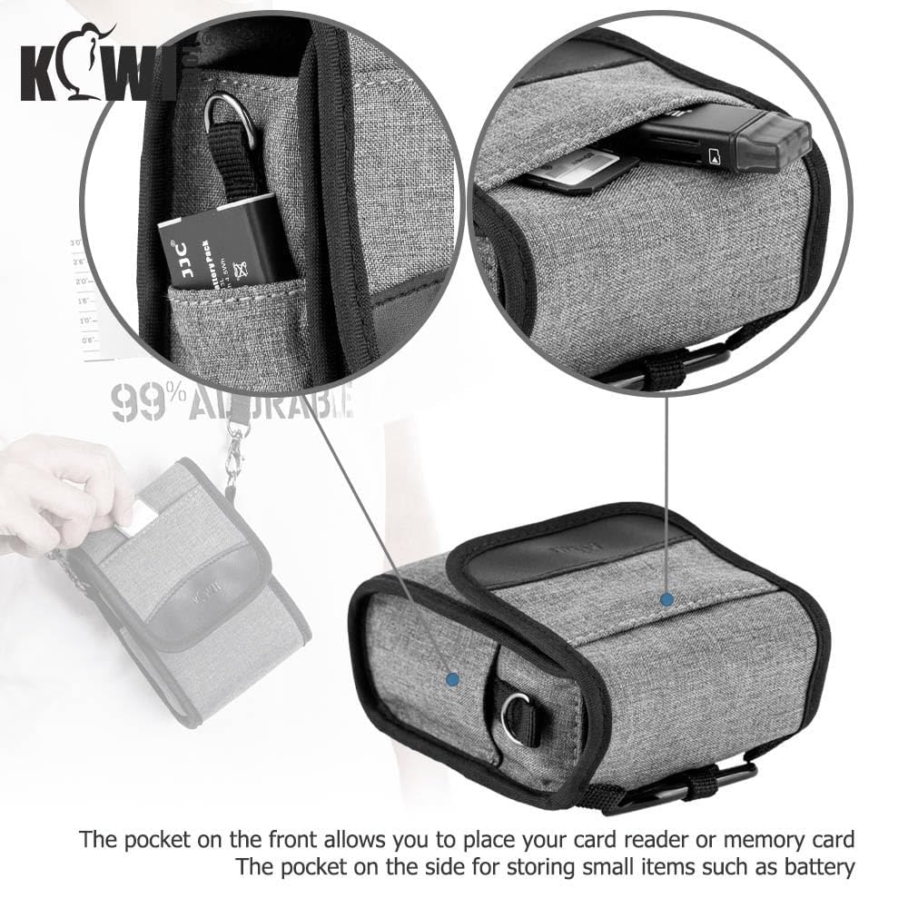 Kiwifotos Custodia Compatta per Fotocamera Digitale Sony ZV-1II ZV-1F ZV-1 RX100 Serie, Ricoh GR GRII GRIII, GRIIIx HDF GRIV, Olympus TG7 TG6 TG5 TG4 et SX740 G7X G5XII - Grigio (13 x 8,0 x 5,0cm)