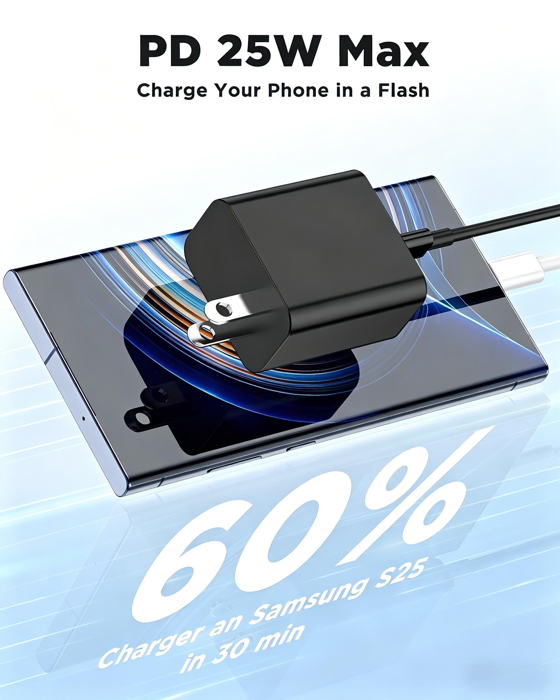 Confezione da 3 caricabatterie super veloci tipo C 3 m, caricabatterie USB C per telefono Android, blocco di ricarica rapida con cavo di ricarica Ertra lungo tipo C per Samsung Galaxy S25/S25 Ultra