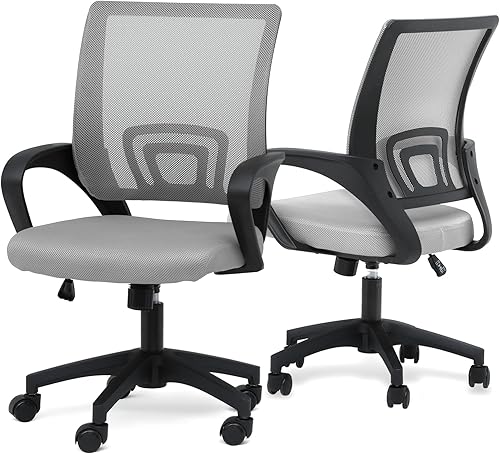 Miniatura 18 de Athena Collection Silla de oficina para computadora, silla de escritorio ergonómica con ruedas rodantes, soporte de espalda de malla y altura Negro