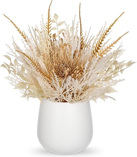 Miniatura 7 de Hierba sintética de las pampas con jarrón, ramo de flores artificiales de la pampa, ramo de plantas esponjosas y bohemias, decoración del hogar,