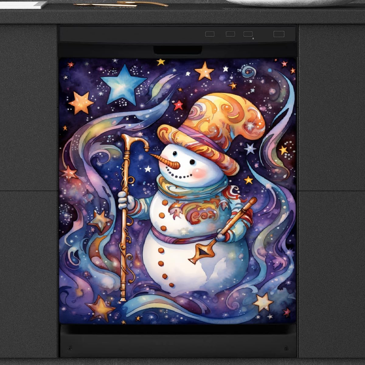 Dishwasher Covers for The Front Magnetic, Christmas Snowman Kitchen Magnetic Dishwasher Cover Panel, Refrigerator Magnets Decoration for Holiday Home Decor 21x26 Inch