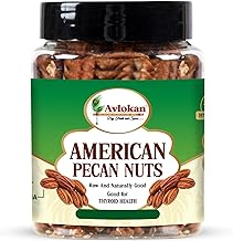 Avlokan Premium Jumbo Roasted Pecan Nuts - 200gm Raw Halves, Unsalted, High Protein Healthy Snacks, Keto Paleo Vegan Gluten Free Reusable Jar
