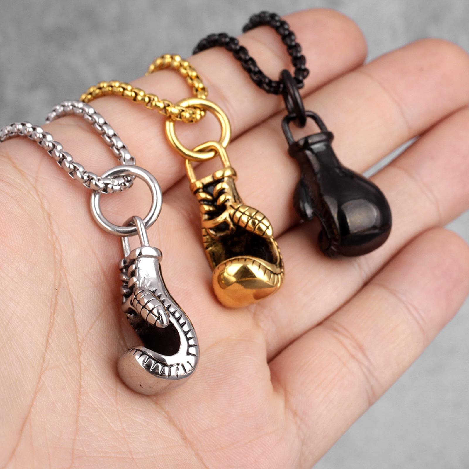 Collana Con Ciondolo Guantoni Da Boxe In Acciaio Al Titanio - Catena 60 Cm Per Uomo - Gioiello Hip Hop, Punk, Vintage - Regalo Per Fidanzato, Marito, Papà - 4