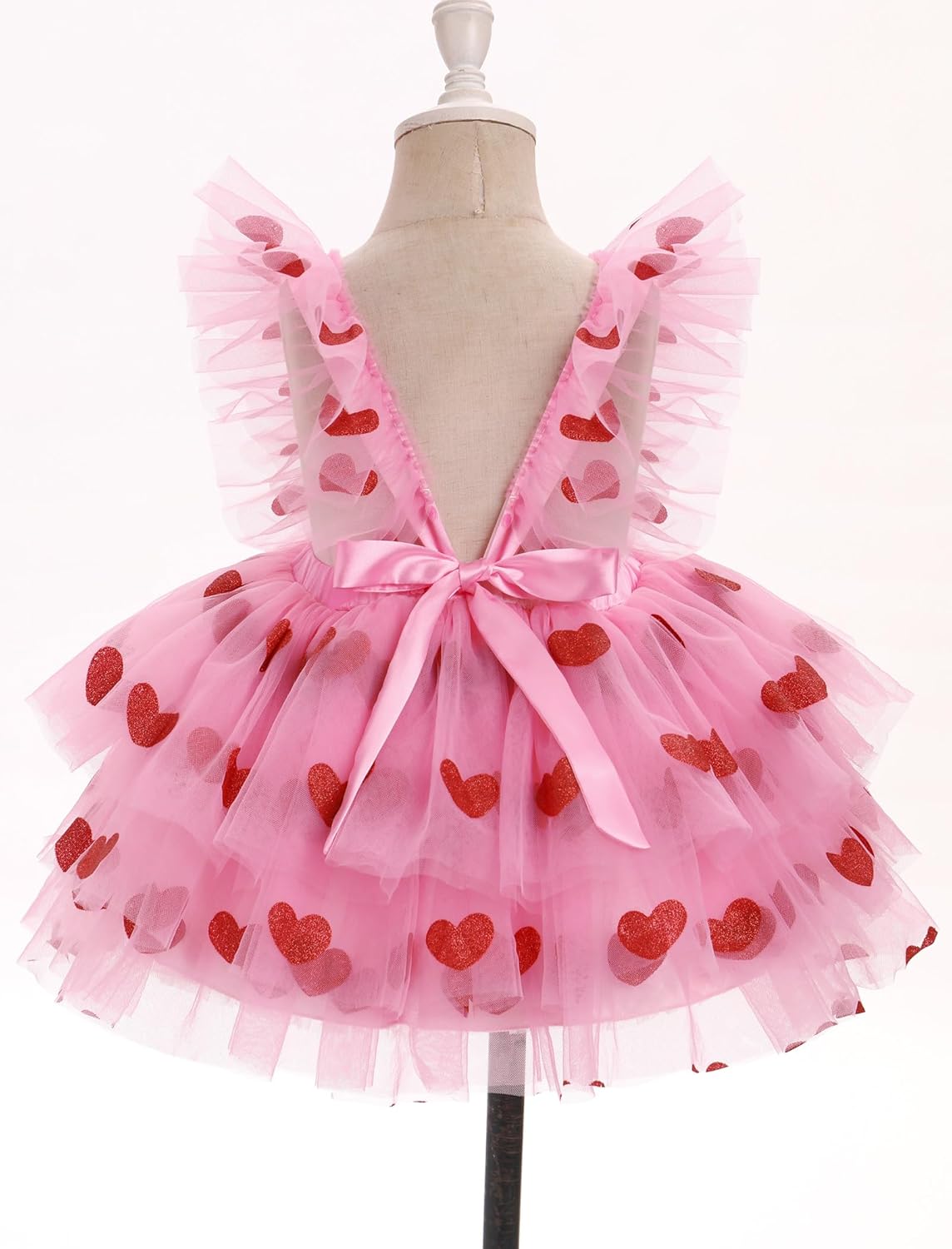 ODASDO 女の赤ちゃん 幼児 キッズ バレンタイン デー アウトフィット ラブ ハート チュチュ チュール ロンパー ドレス ヘ