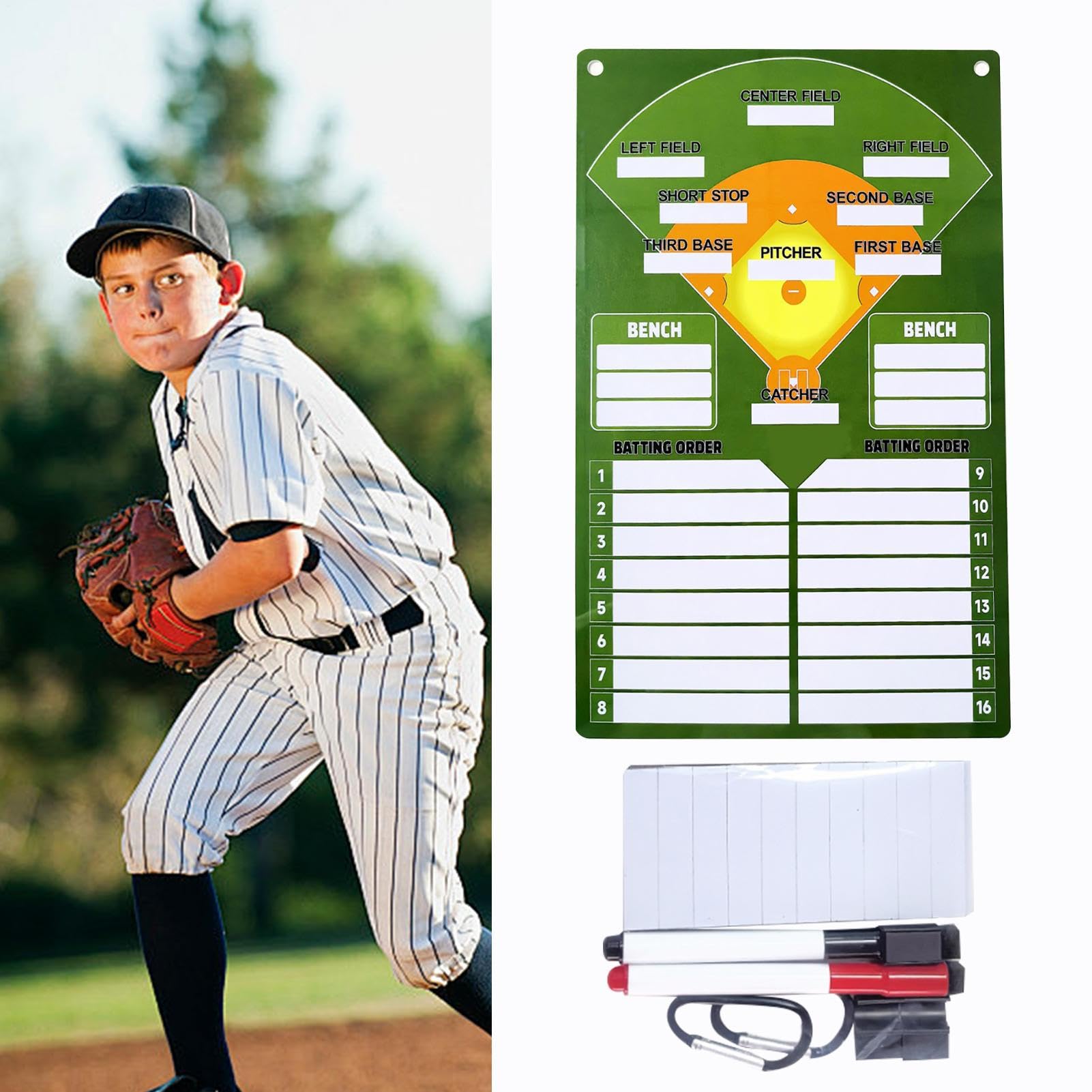 Lavagna da Baseball per Dugout | Lavagna Magnetica Cancellabile per Panchina - Lavagnetta Doppia Faccia per Allenamenti Giovanili Tornei Scolastici e Competizioni di