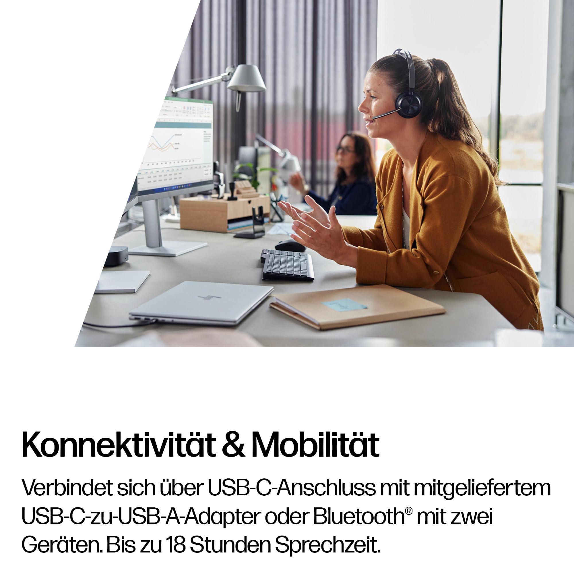 Poly Voyager Focus 2 USB-C Headset mit Ladestation und USB-A/C Adapter – Bluetooth, ANC, Acoustic Fence Technologie, bis zu 25 Stunden Sprechzeit (Generalüberholt)