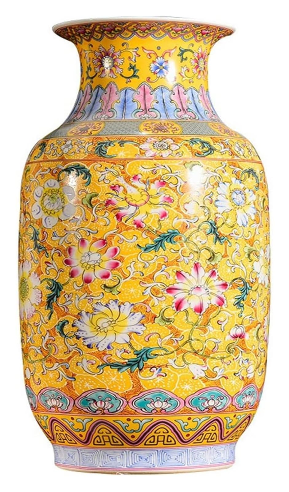SnamicE Vase Tabletop Flower Vase Classic Enamel Color Floor Large Vase 16.93 Inch Chinese Vase Indoor Ceramic Vase Decoration Decor,