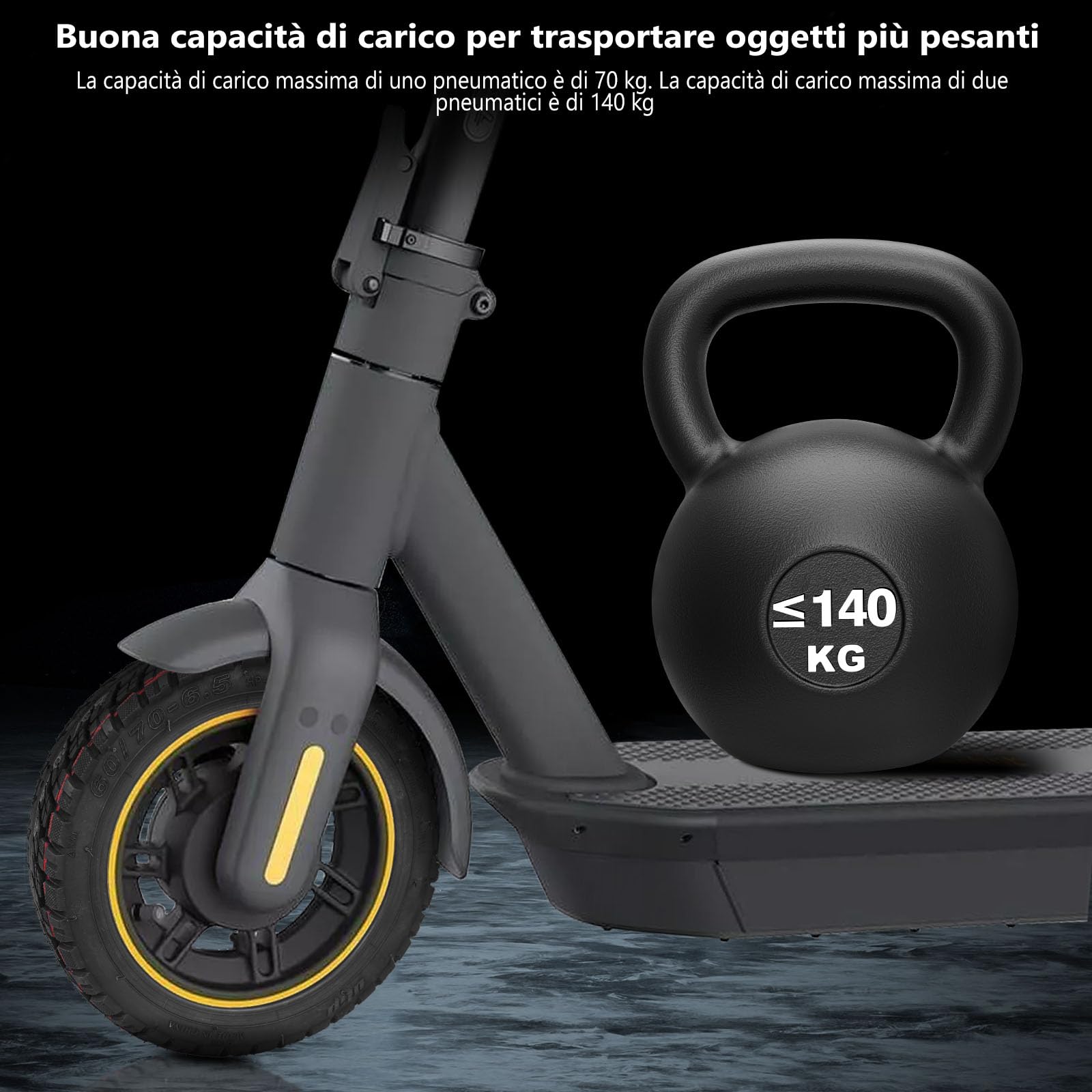 60/70-6.5 Ruote Tubeless per Segway Ninebot Max G30 Scooter Ruota di Scorta Fuoristrada Autoriparante Addensata Antideflagrante Durevole e Sicura (2 Pcs)