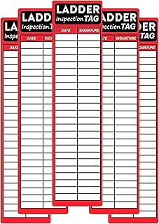 Ladder Inspection Labels Safety Stickers for Ladders 8.5 x 2 Inch Red Safety Inspection Tags Vinyl Maintenance Stickers for Industrial 50 Pcs Ladder Inspection Tag Inspection Stickers Indoor Outdoor