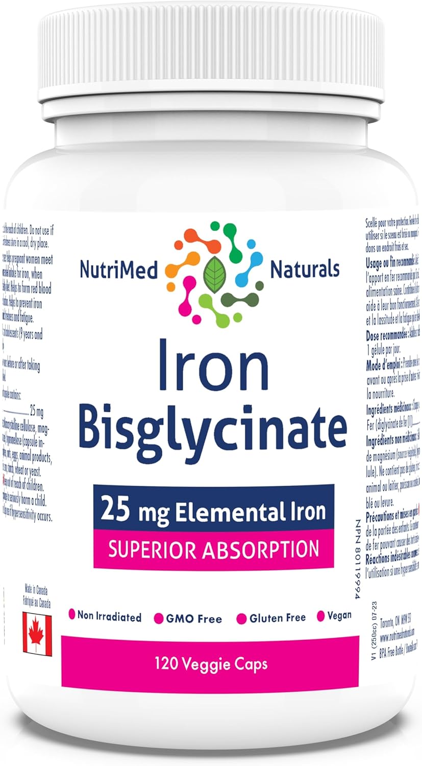 Iron Bisglycinate Iron Supplement 120 Caps 25mg Elemental Iron Deficiency Supplement Iron