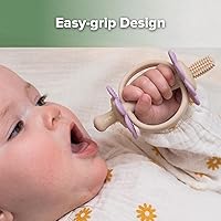Vista 6 de haakaa Mordedor de silicona de doble flor, extremo en forma de pezón para masaje de encías, cabezal de cepillo de dientes de bebé de 360°