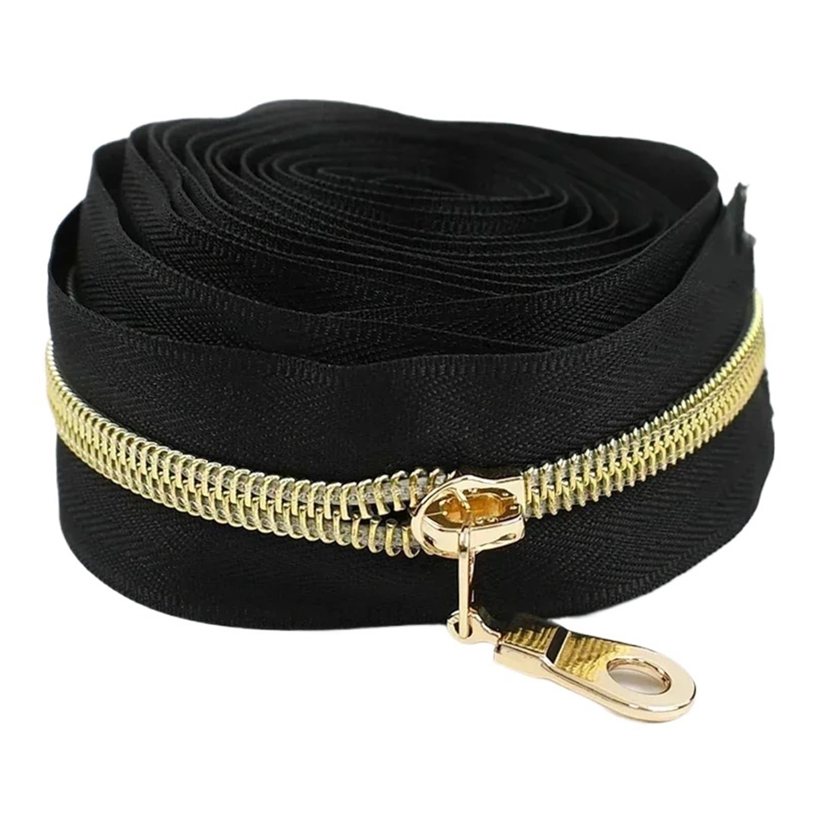 Two Way Zipper 1-5M 5# Nylon Zippers Tape with Zipper Puller Sewing Bag Clothing Zips Head Shoes Jacket Zip DIY Tailor Accessories(KY377ZT179-LightGold,1MZip1PcSlider)