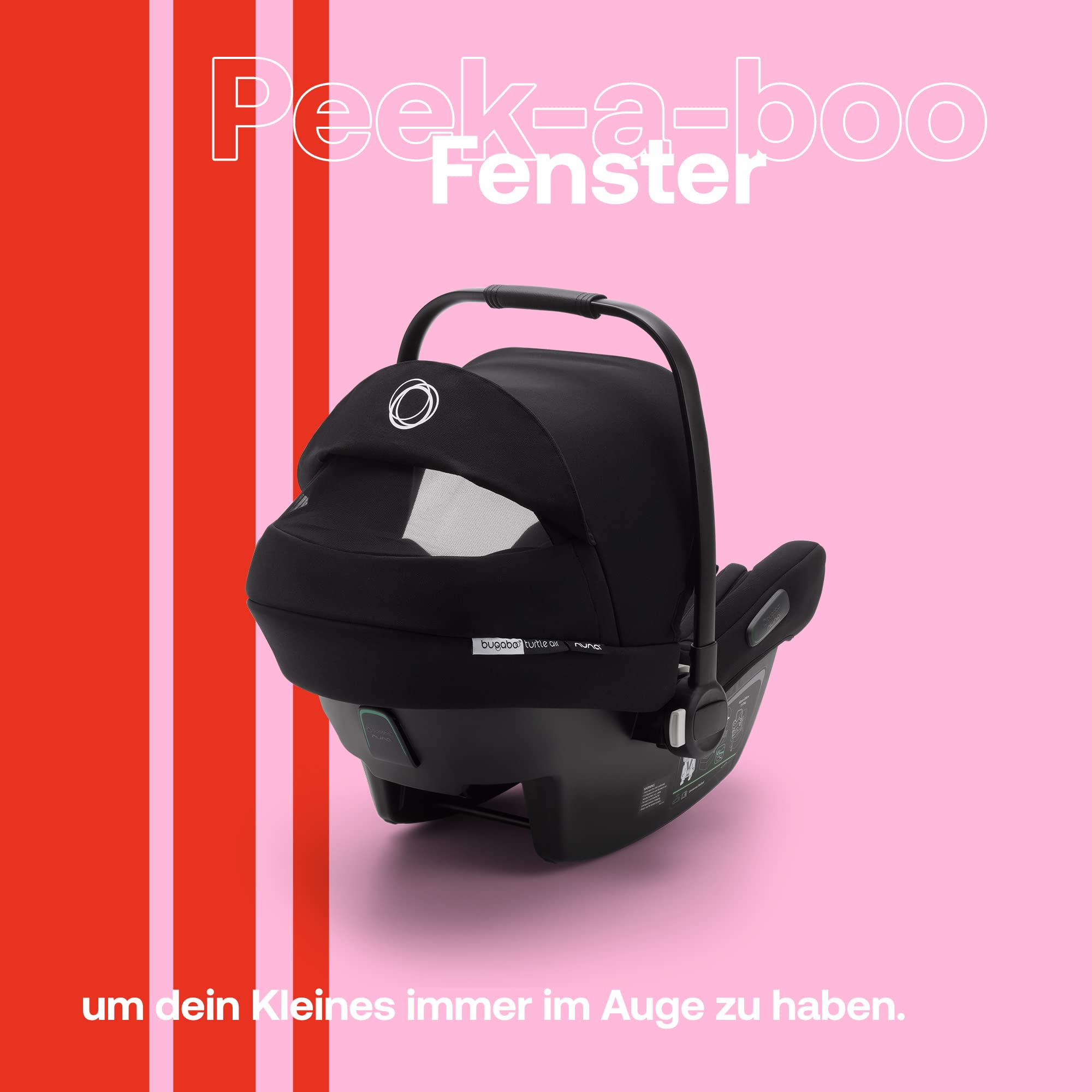 Bugaboo Turtle Air by Nuna, komfortabler Kindersitz fürs Auto mit Donkey Adaptern für den Autositz und großem Sonnendach, ultra-leicht & sicher