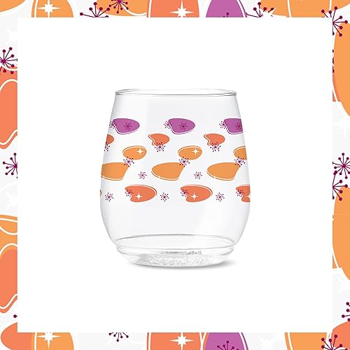 Miniatura 4 de TOSSWARE POP - Juego de 6 vasos de vino de 14 onzas Serie Mid-Century Retro, de alta calidad, reciclables, irrompibles y de plástico transparente