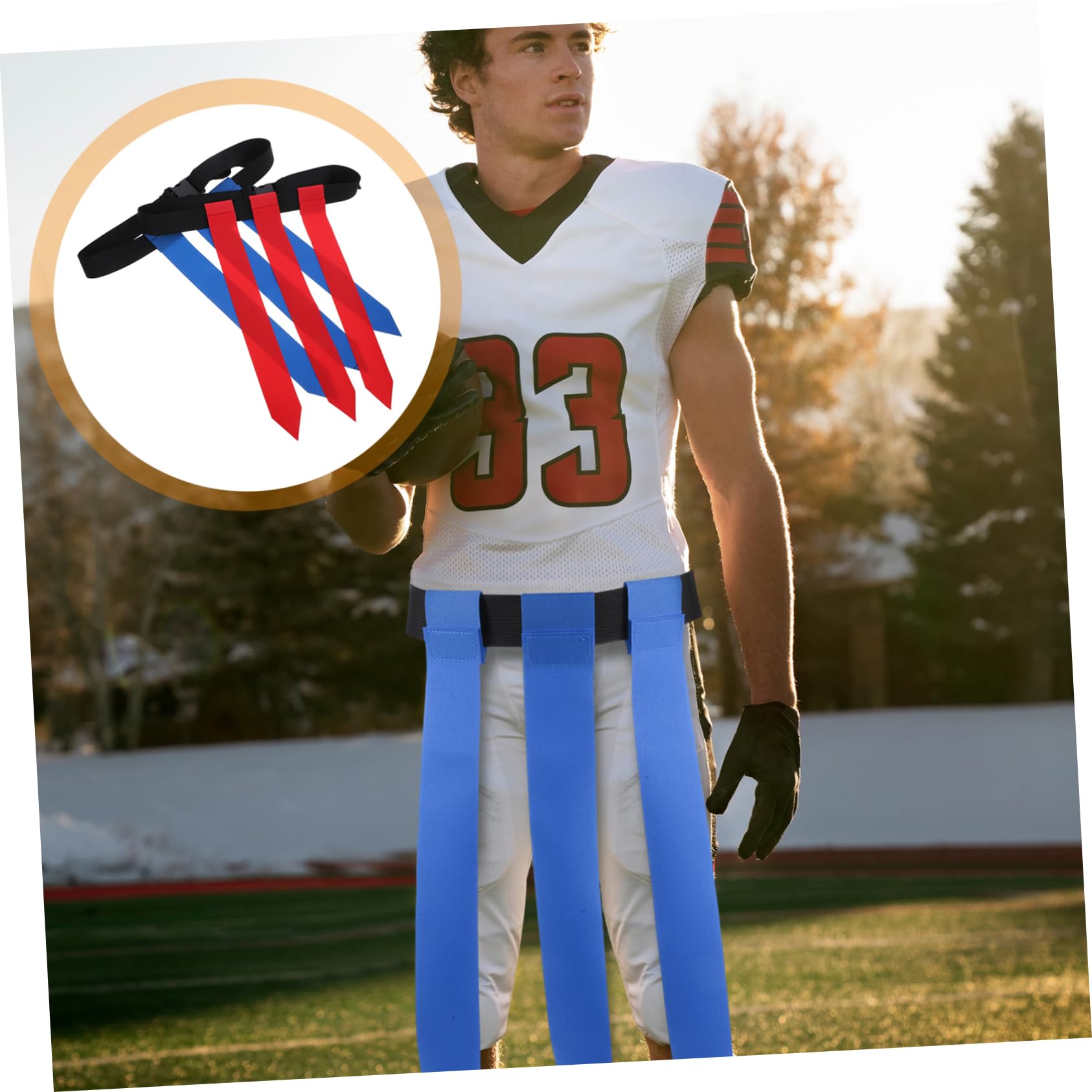 Gogogmee Teens Football Waist Belt Flags Rugby Flag Belt for Boys and Girls Youth