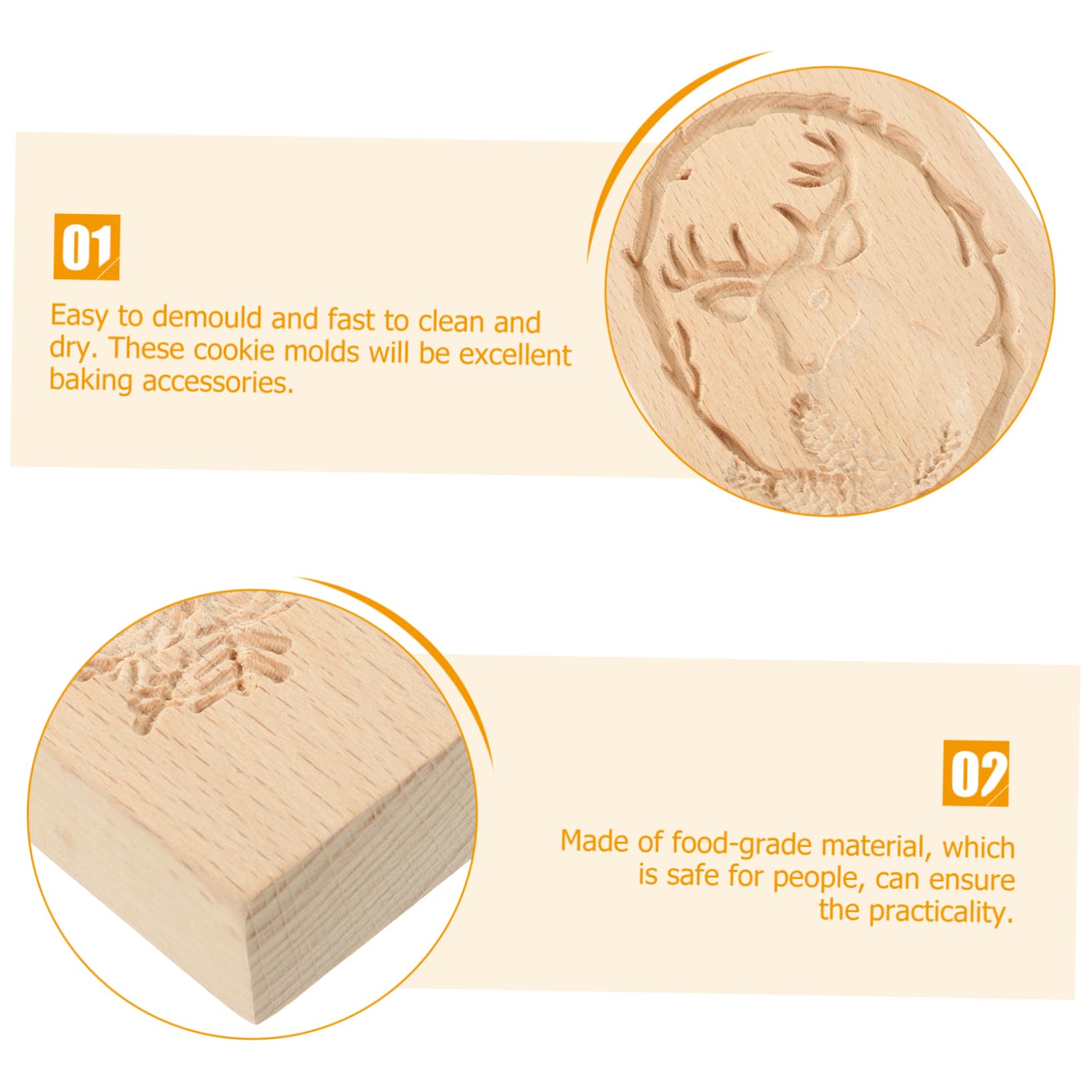 Stampo Per Biscotti a Pressione Di Natale in Legno Naturale 13x8x2 Cm, Utensile Da Forno Artigianale Design Renna, Facile Da Pulire e Per Dolci Fai Da Te e Regali Creativi