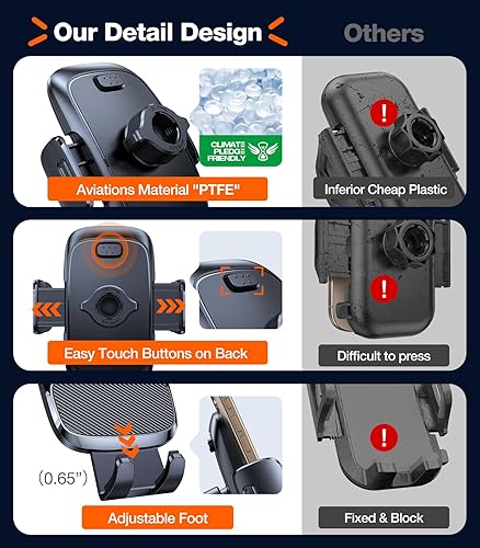 Miniatura 7 de TORRAS Ultraduradero Soporte universal para teléfono celular para automóvil soporte universal para teléfono de automóvil ventilación para parabrisas