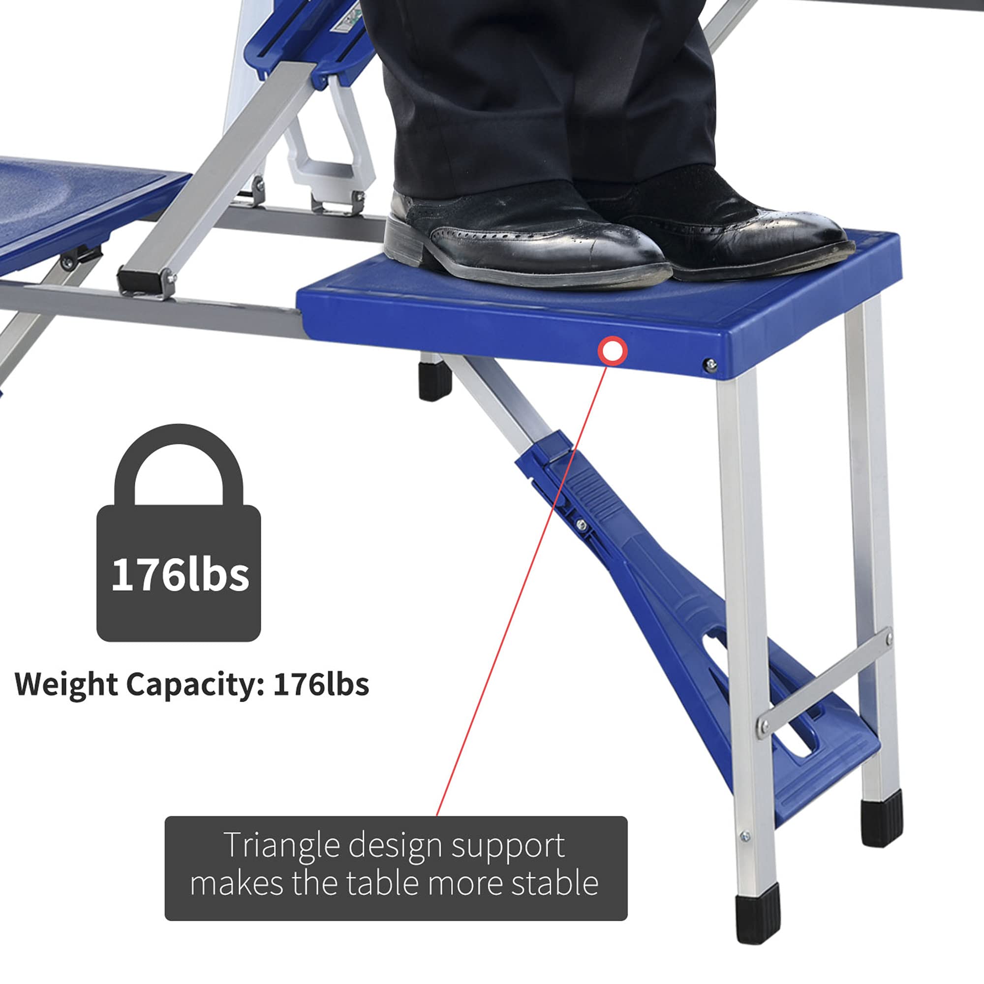 Outsunny Portable Foldable Camping Picnic Table Set with Four Chairs