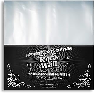 Rock On Wall - Pochettes vinyle 33 tours – Lot de 100 – Polyéthylène recyclé 80 microns – Protection anti-poussière, humidité et frottements – Fabrication française