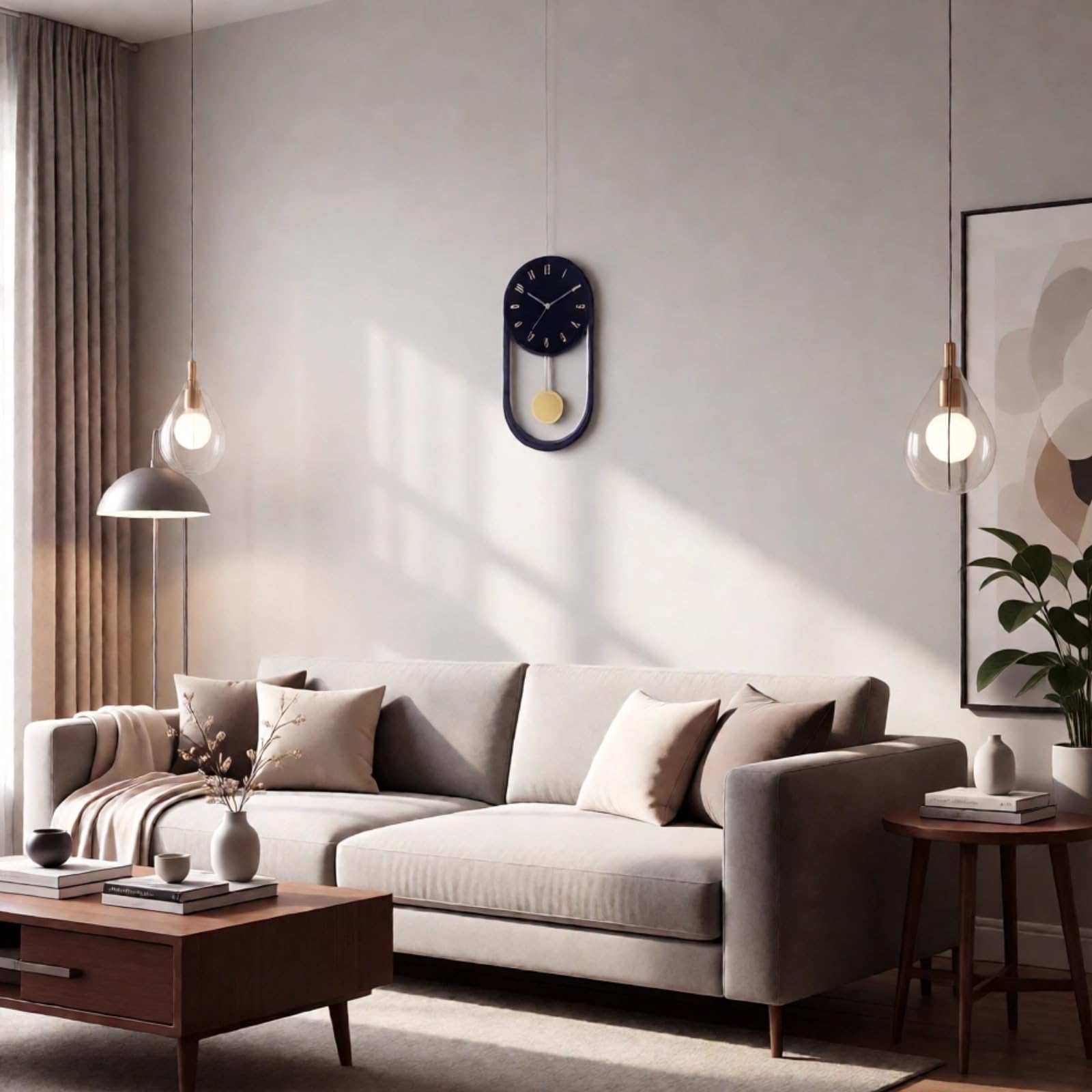 Reloj de pared con péndulo de metal de 40 cm, moderno reloj decorativo para sala de estar, reloj artístico de hierro negro con movimiento silencioso, números dorados para el hogar, dormitorio