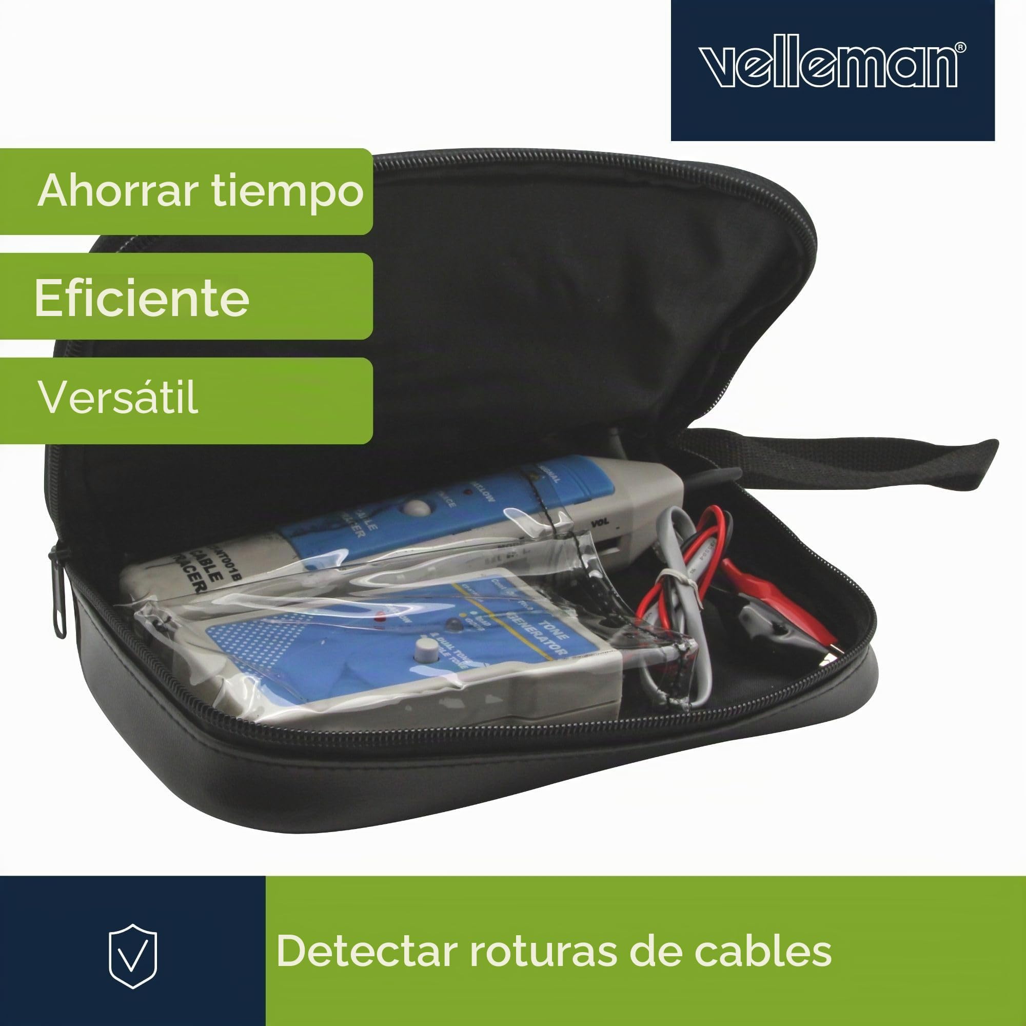 Velleman Buscador de cable/probador de cable de red para LAN, RJ45, RJ11, RJ12