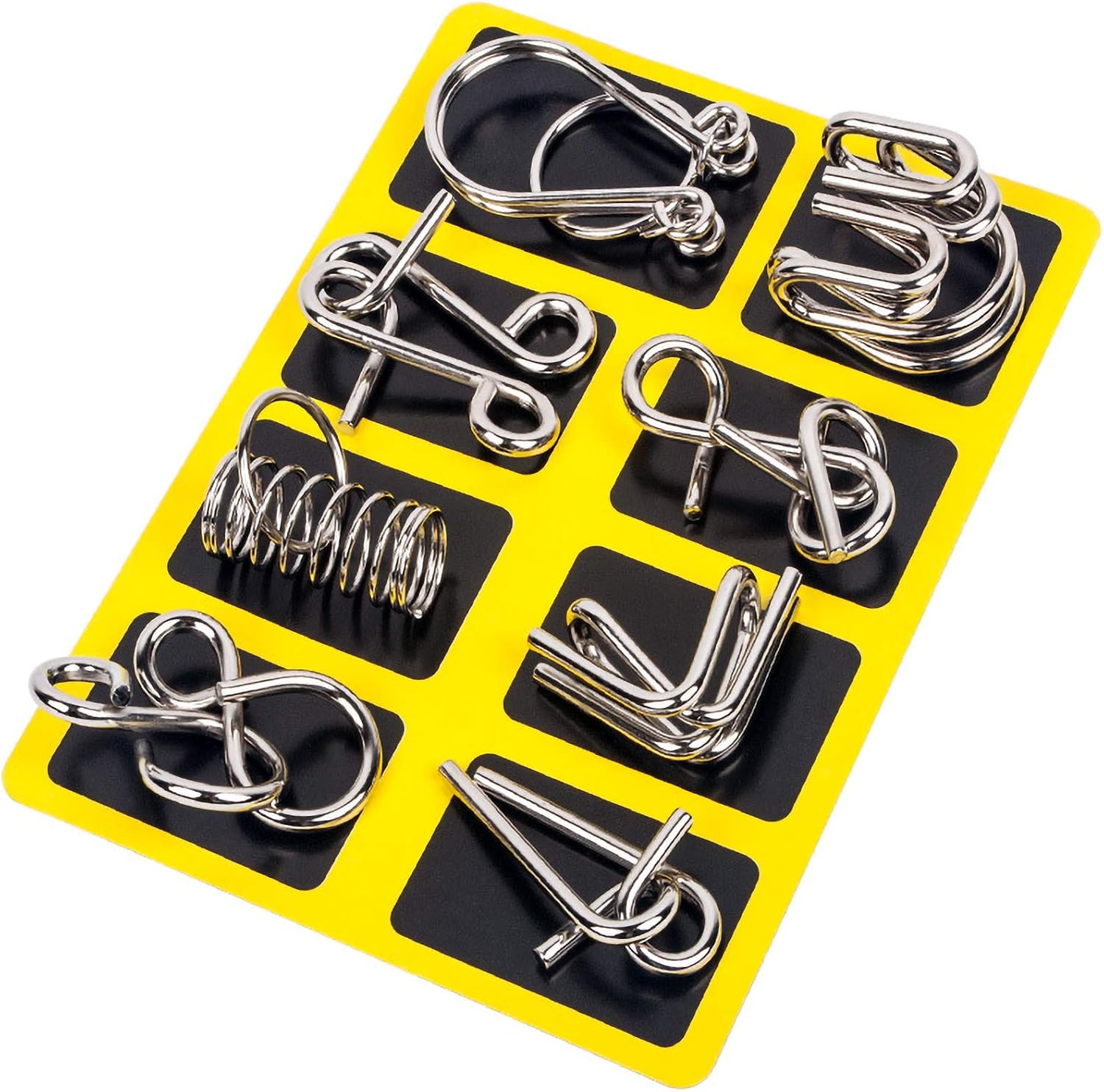 Ahyuan Metal Wire Puzzles Set 32 with Pouch Large Thick Brain Teaser Puzzles Fidget Toys IQ Test Mind Games Toys Magic Trick Toy Metal IQ Puzzle Party Favors for Kids Adults (Silver)