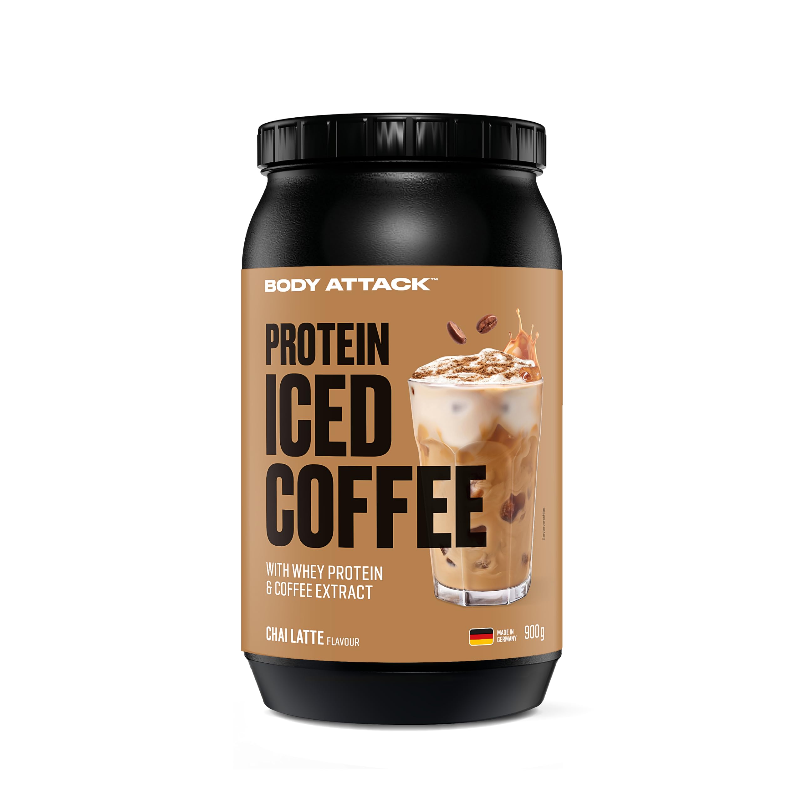 Body Attack Whey Protein Pulver – Kaffee & Koffein, Proteinshake mit Chai Latte Geschmack