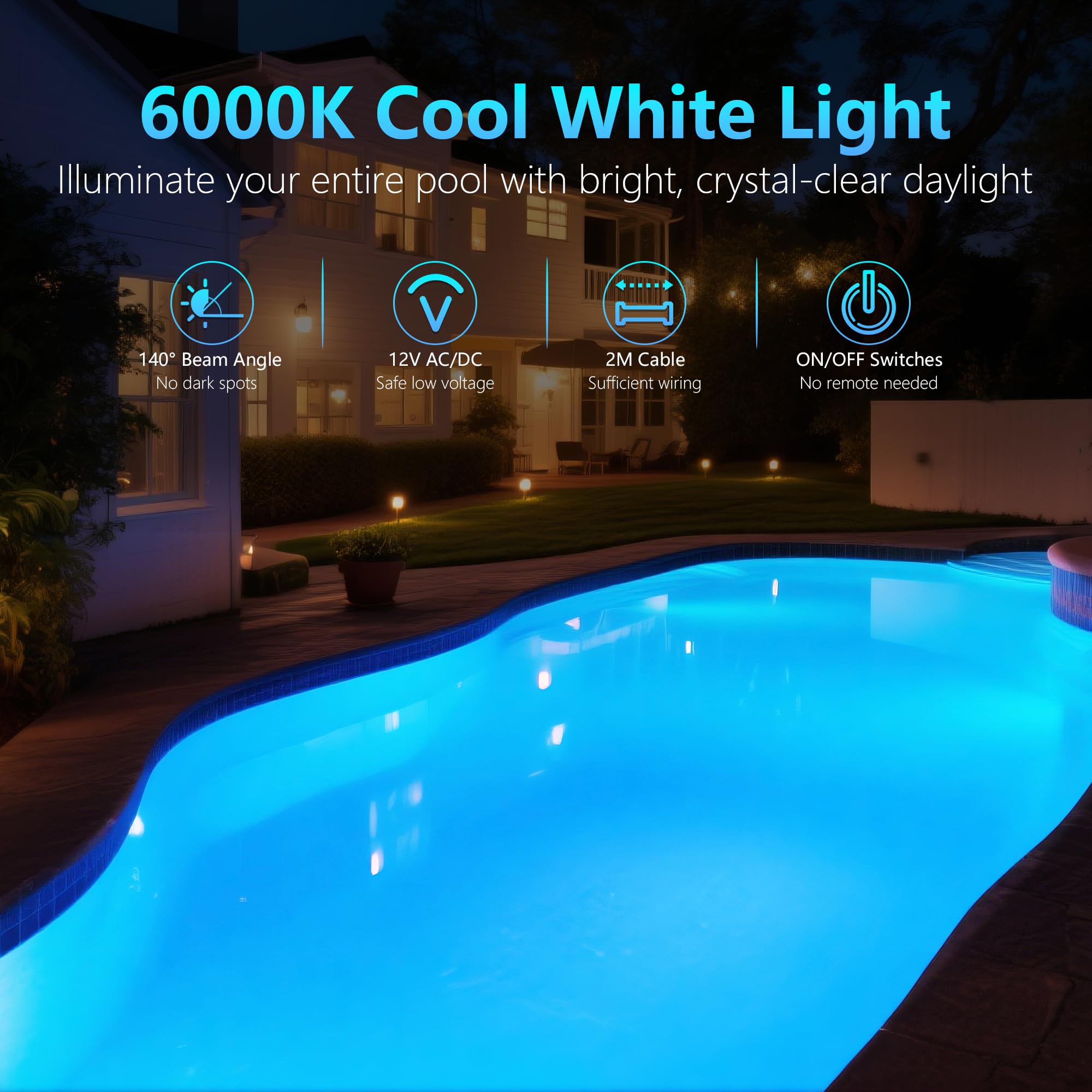 35W Faro LED Piscina Superficie, Lampada Piscina Ultrapiatta Non Dimmerabile 3500lm, Ø275mm, Impermeabile IP68 Riempito di Resina Luce per Piscinas Interrate e Cemento, 12V AC/DC, Bianca Fredda