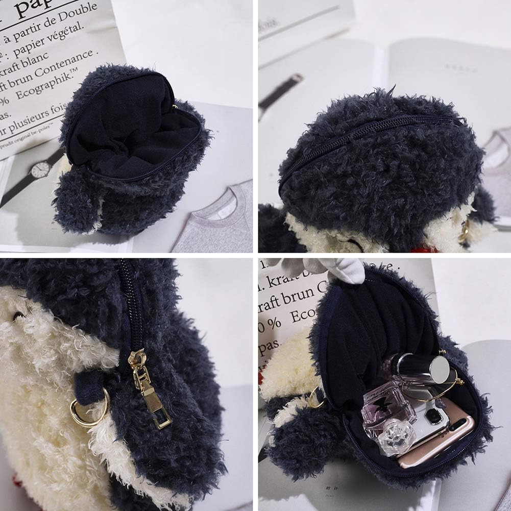 QZUnique Plush Penguin Purse for Women Fluffy Novelty Handbag Kawaii Crossbody Shoulder Bag Chain Wallet Sheep Chick Bear