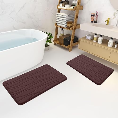 Miniatura 7 de Buganda Tapete de baño de espuma viscoelástica de 24 x 16 pulgadas, extra suave y absorbente, antideslizante y lavable a máquina, para suelo de