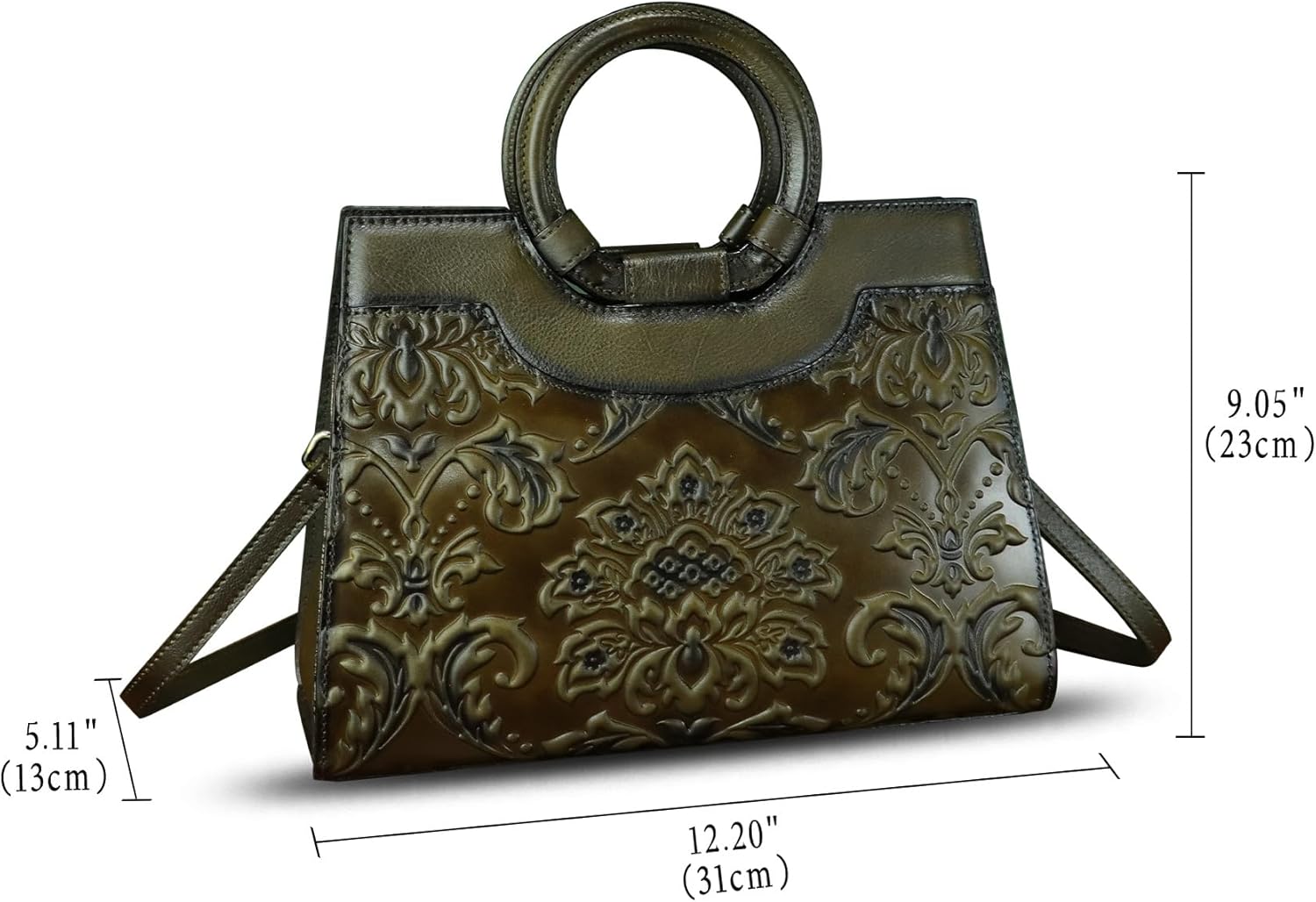 Genuine Leather Purses and Handbags for Women Vintage Embossed Leather Crossbody Shoulder Bag Satchel Top Handle Bags