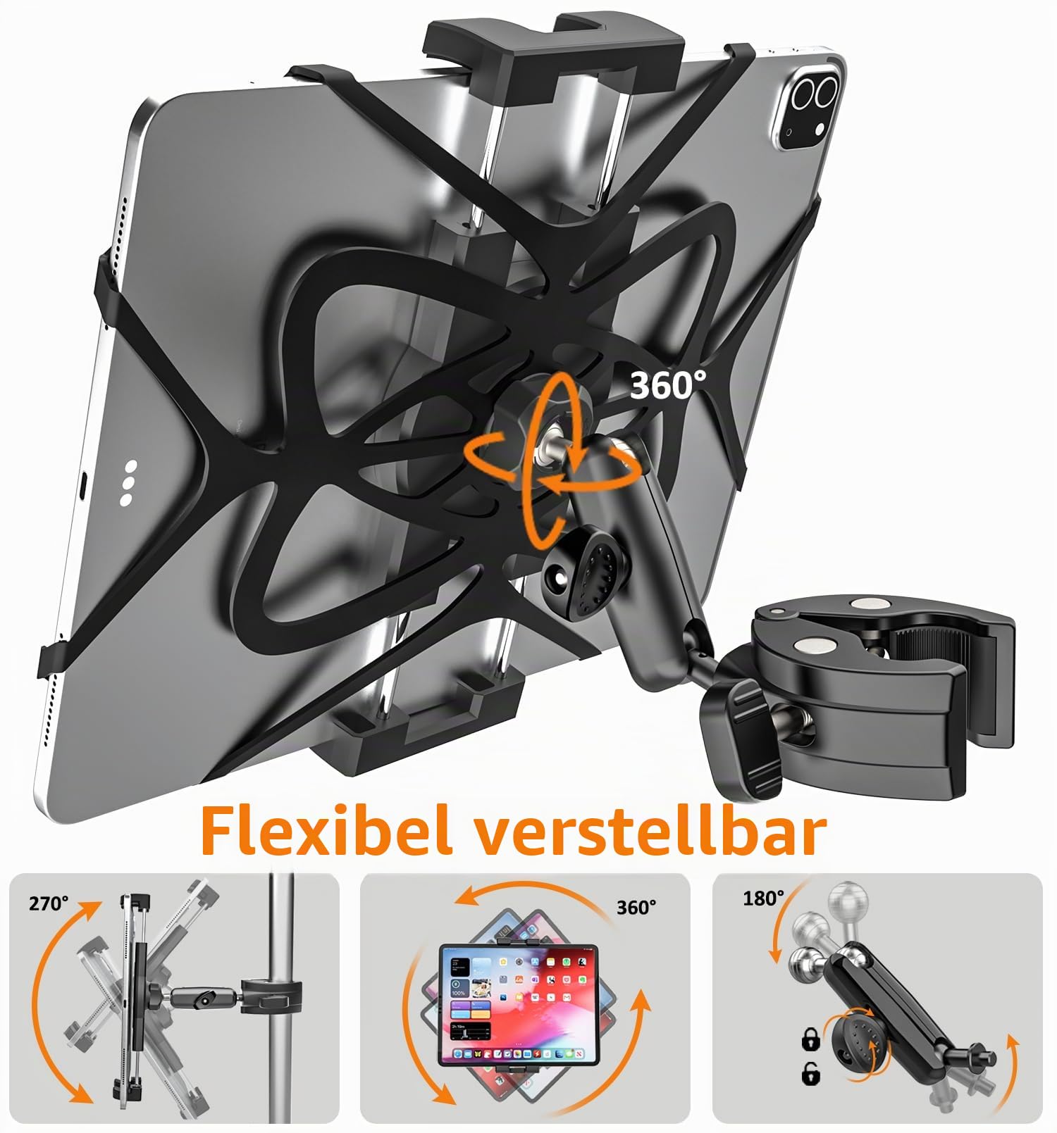 Oilcan Motorrad Fahrrad Boot Kinderwagen Tablet Halterung mit Aluminiumarm