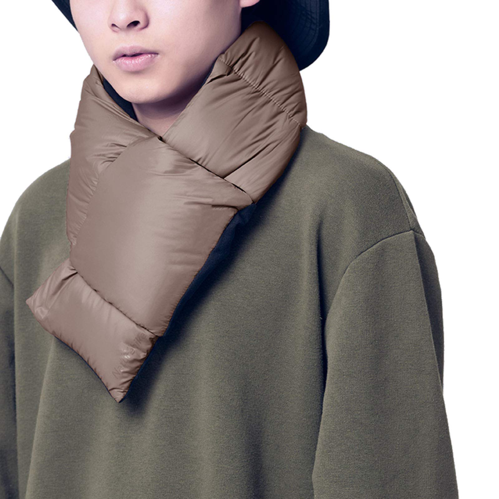 Écharpe En Duvet Pour Hommes Et Femmes - Écharpe Chaude D'hiver Cache-cou Doublure En Peluche Douce - Léger Simple, Avec Mini Pochette De Voyage