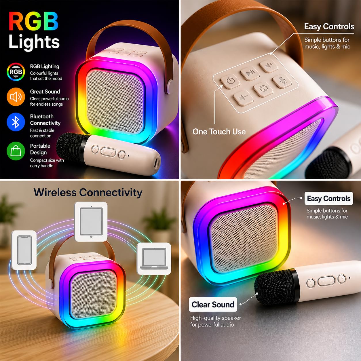 Goyal’s Karaoke Speaker: Portable Bluetooth Mic with Lights -3