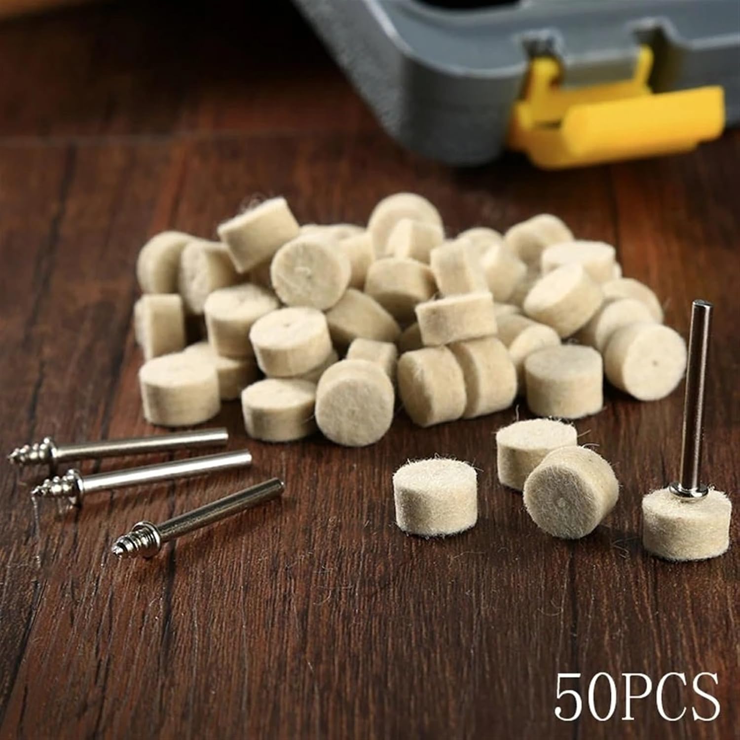 50pcs 13mm Diameter Grinding Wool Polishing Pads Accessories Felt Buffing Wheel 3.2mm Discs Shanks for Rotary Tool