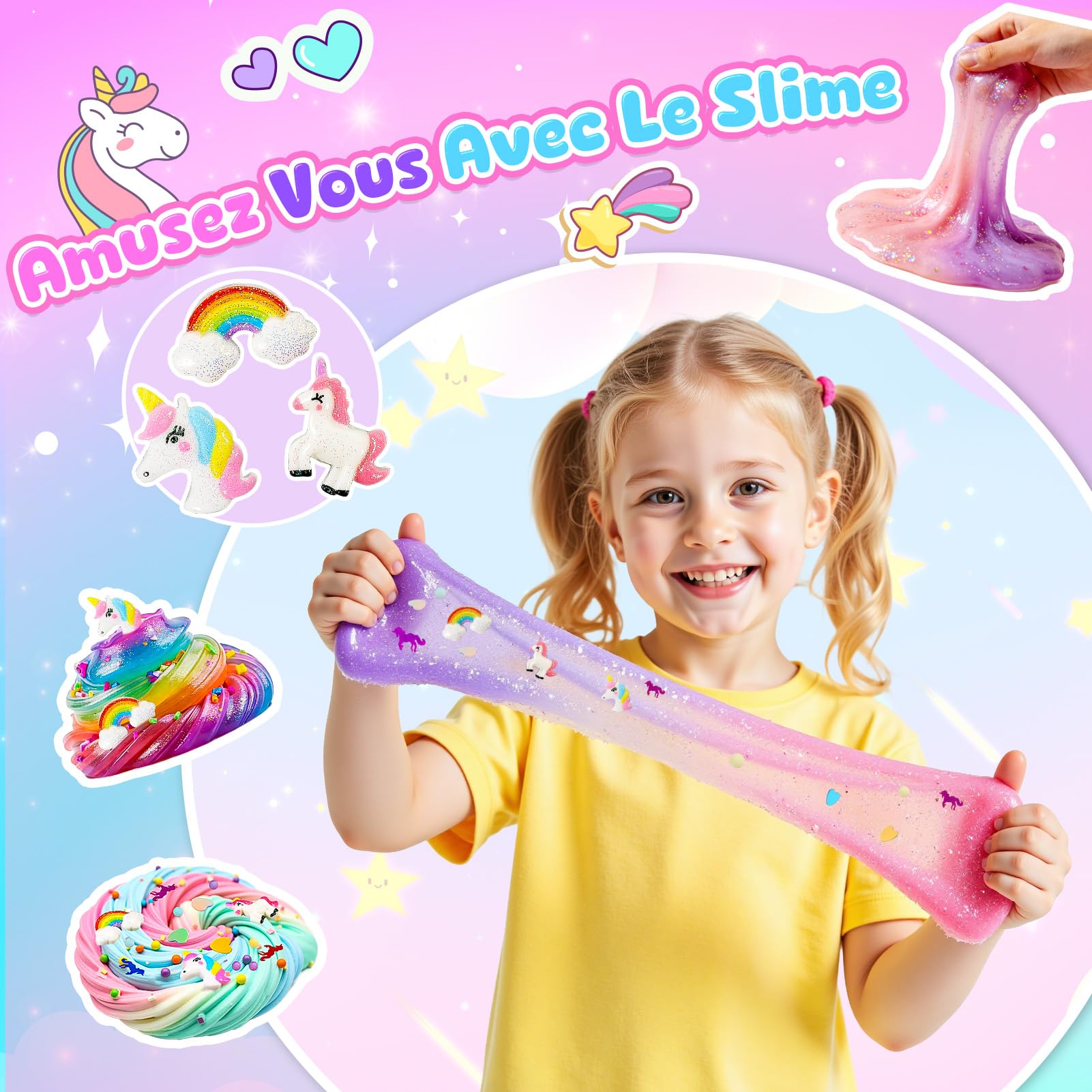 iKidiki Licorne Slime Enfant, Jouet Fille 6 7 8 9 10 11 12 Ans Slime Fluffy Licorne Cadeau Fille 6-12 Ans Jouet Enfant 6 7 8 9 10 11 12 Ans Slime Kit Activite Manuelle Fille 6-12 Ans