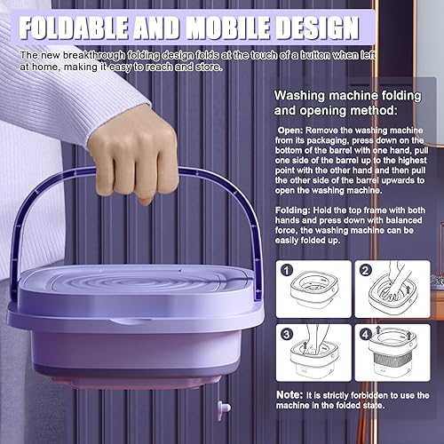 Miniatura 6 de Lavadora portátil, mini lavadora plegable, pequeña lavadora portátil para ropa de bebé, ropa interior o artículos pequeños, apartamento, dormitorio,