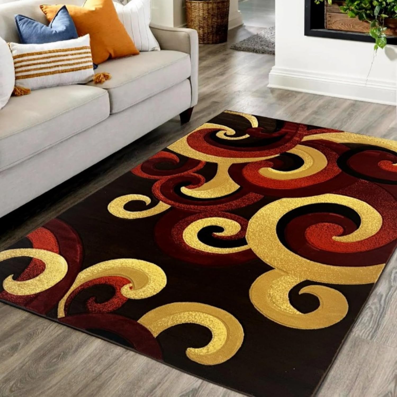 Podkładki ochronne do płytek Nowoczesna poduszka na krzesło do gier komputerowych z geometrycznym wzorem w romby, chroniąca drewniane podłogi(Gold,100x150cm)