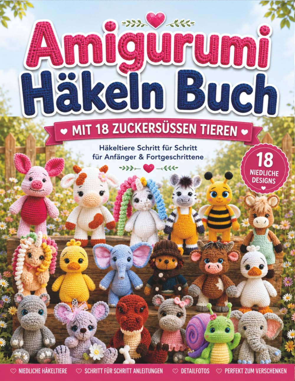 Amigurumi Häkeln Buch: Mit 18 zuckersüßen Tieren – Häkeltiere Schritt für Schritt für Anfänger & Fortgeschrittene