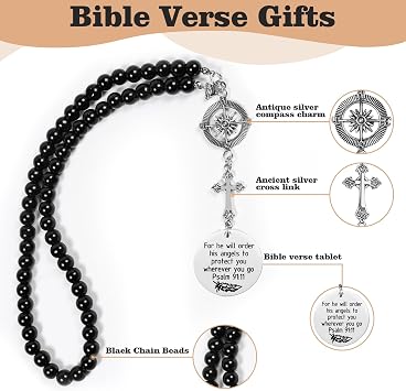 2 Pack Cross Charms for Rear View Mirror,Christian Car Jewelry Accessories,Car Rosary Rearview Mirror Hanging Accessories Religious Protection Charms Bible Verse Gifts for New Driver(2pcs Cross)