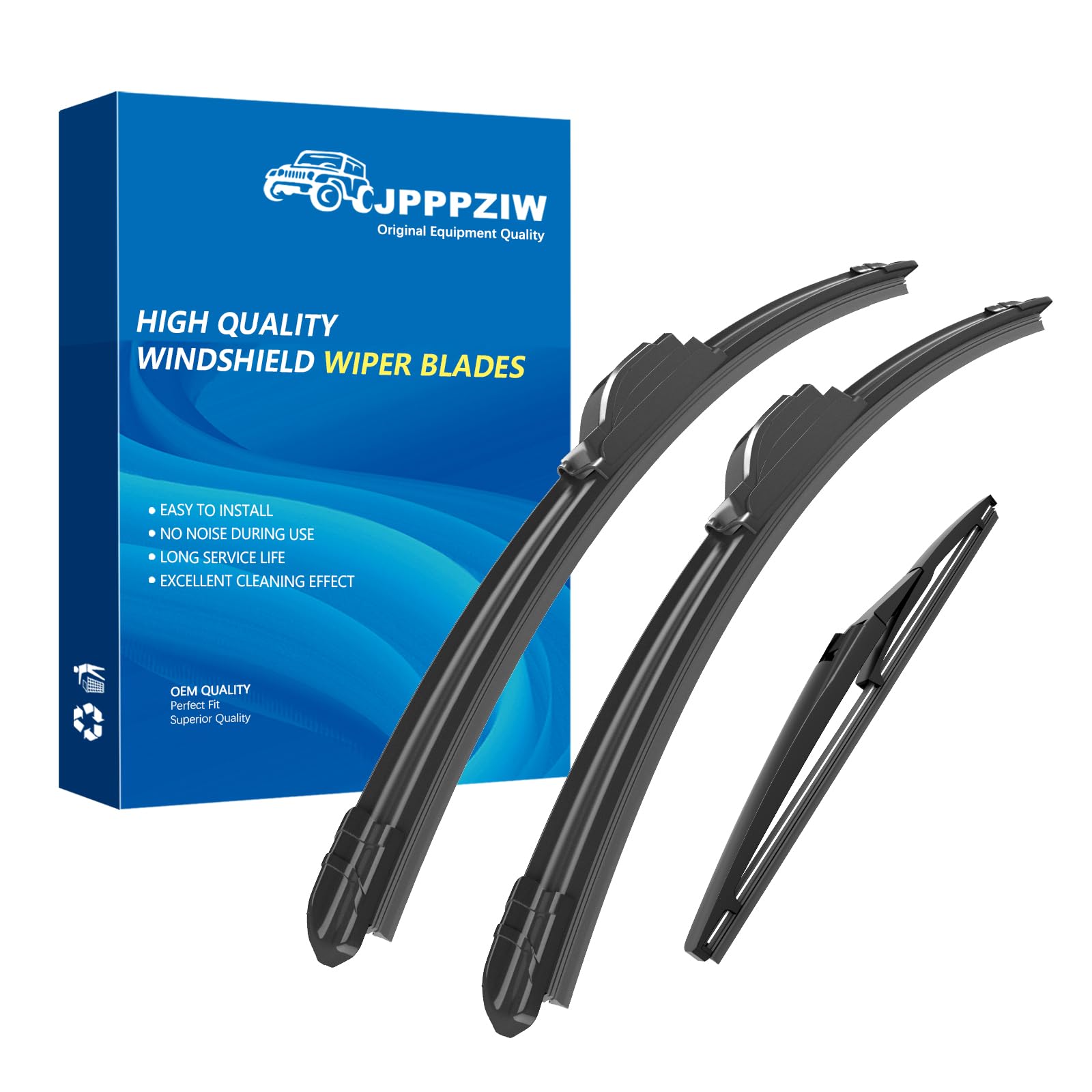 CJPPPZIW® Windshield Wipers-24 Inch+18 Inch+12 Inch Replacement for 2014 2015 2016 2017 2018 Mazda 3 Wiper Blades for My Car,Quality Front and Rear Wiper Blades(Pack of 3)