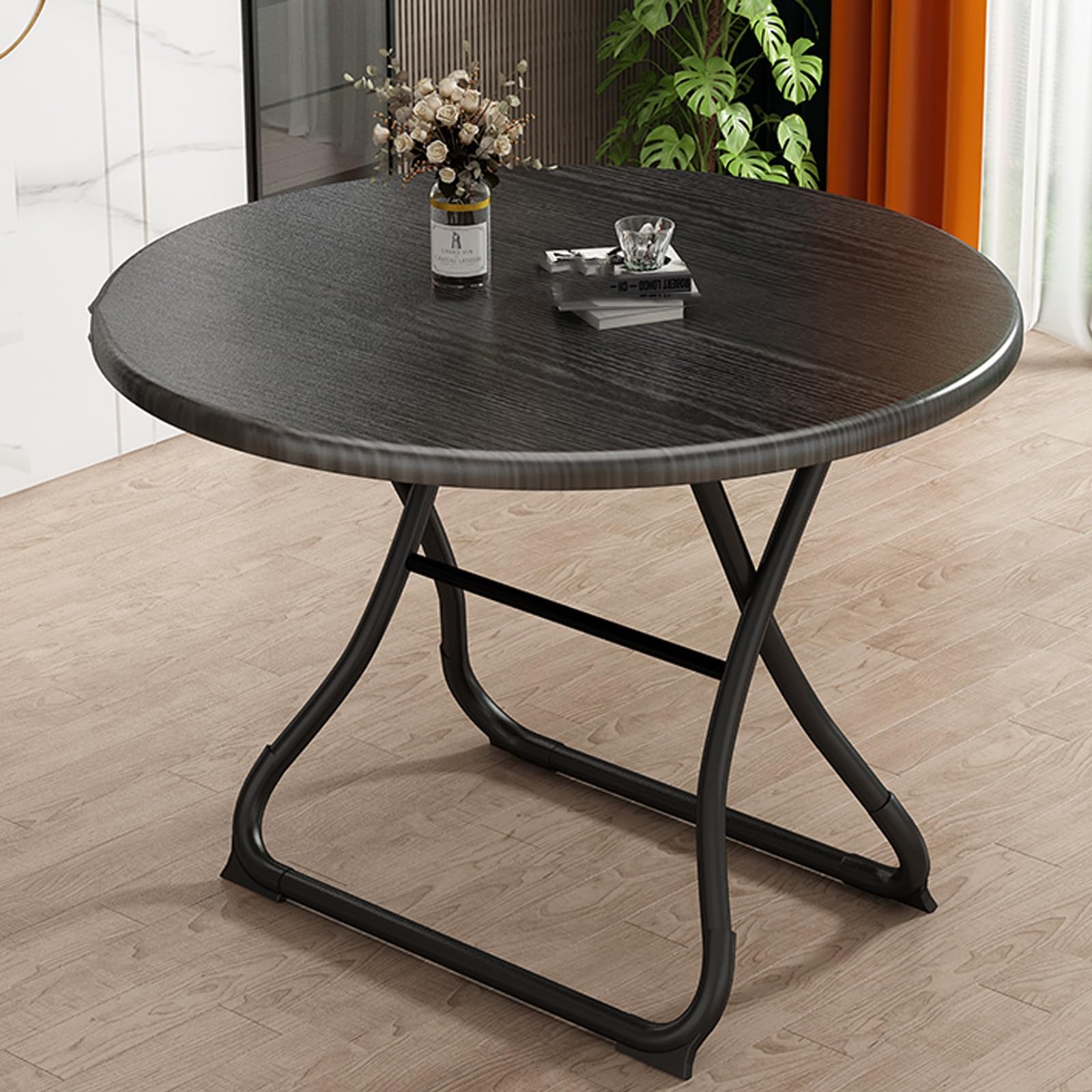 Table pliante ronde pour petits espaces table à manger compacte en métal
