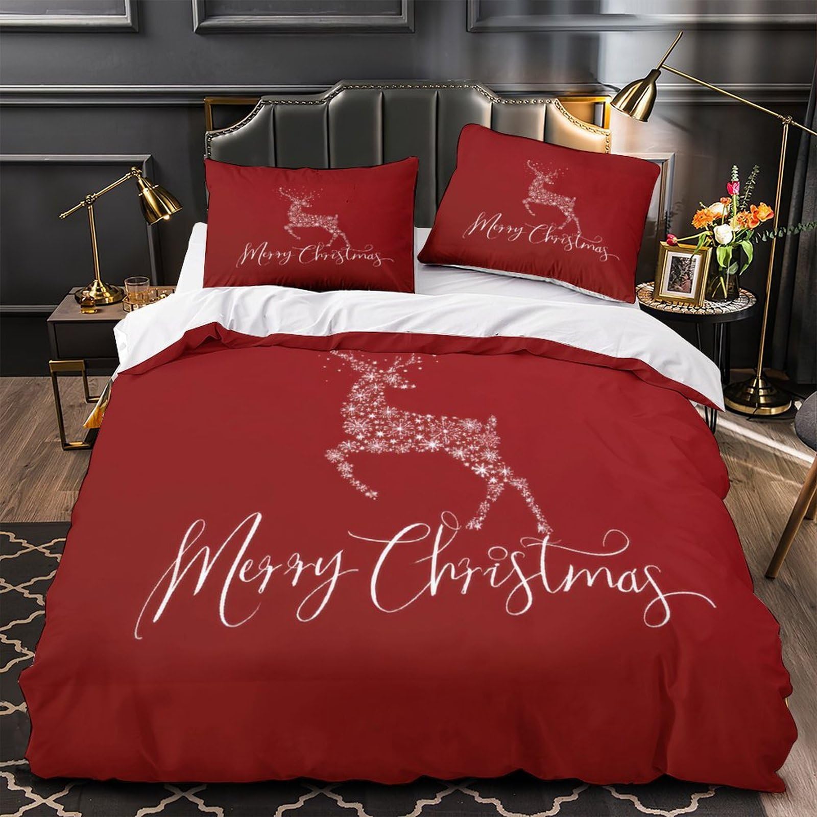 Housse de couette cerf de Noël 200x200cm pour sublimer votre chambre en hiver
