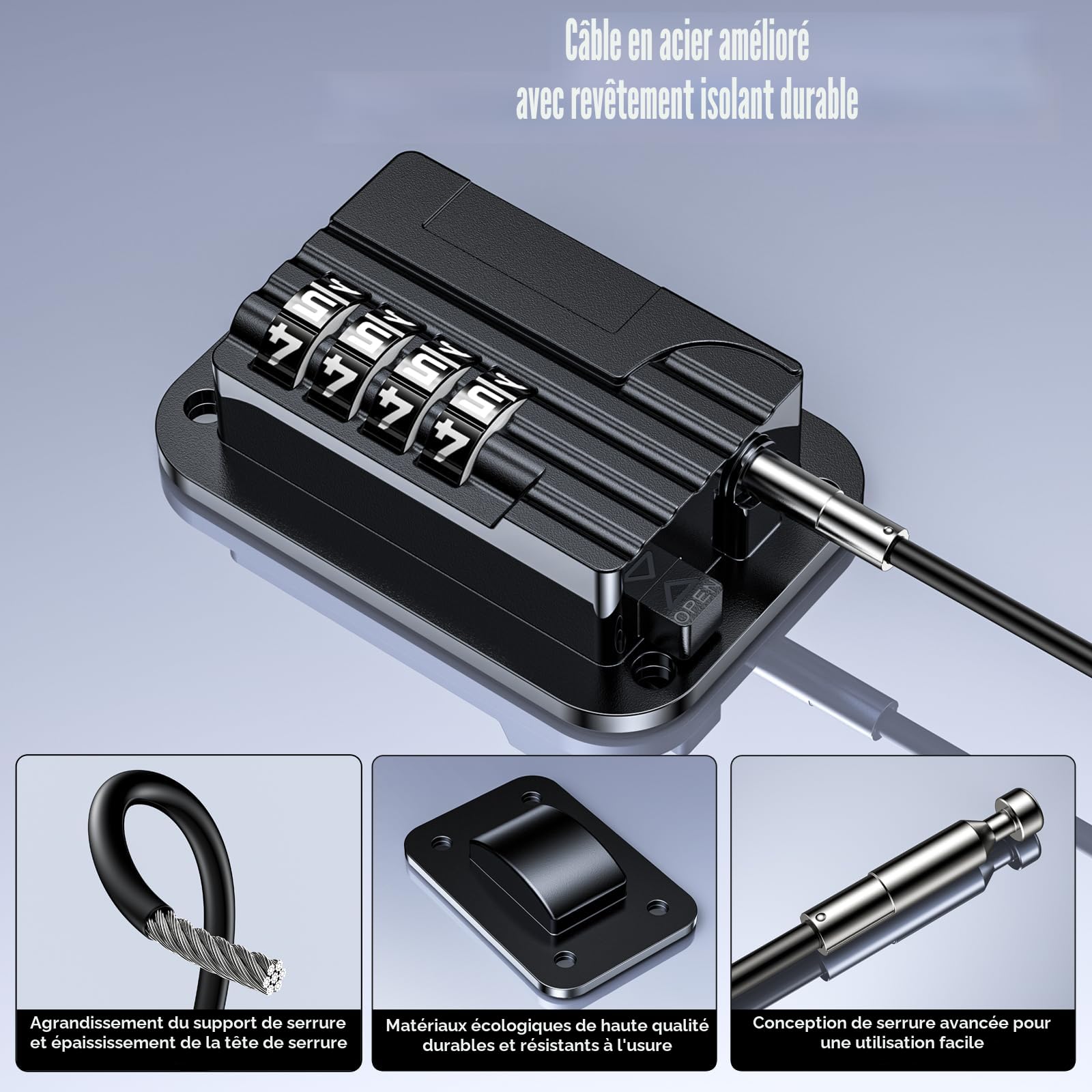 Cadenas Frigo Avec Code -Bloque Porte Sécurité pour Enfants - Verrou de Réfrigérateur Sans Percage ni Outils, Serrure pour Convient Fenêtres Armoire Tiroir (1 Pièce - Noir) (EU Brevet)