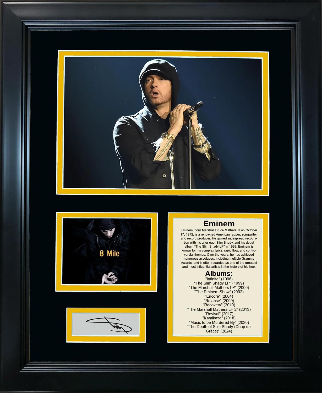 Framed Eminem Discography Facsimile Laser Engraved Signature Auto 11"x14" Music Photo Sig Collage