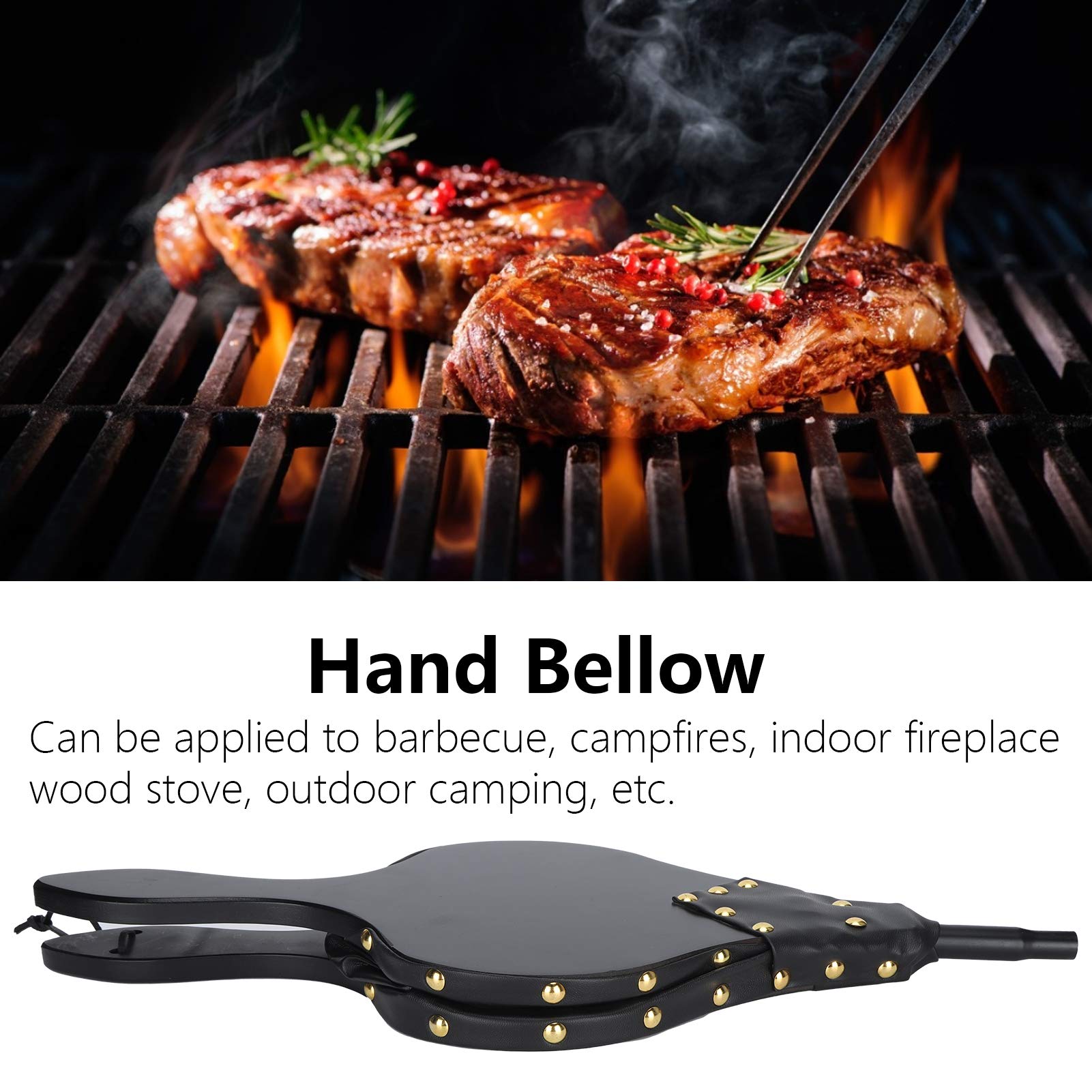 Fuelle, Soplador de Madera, Fuelle for Chimenea, tamaño Compacto, Ligero con Mango for Barbacoa, Estufa leña